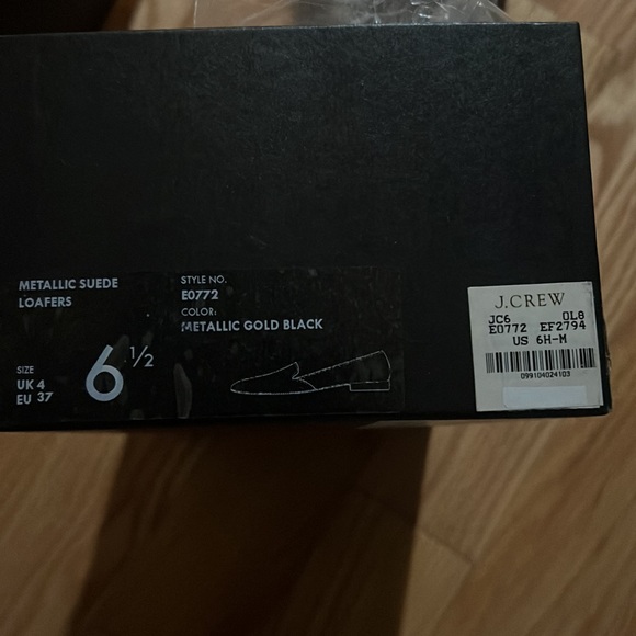 NIB-6.5 -J. Crew Block Metallic Suede Loafers - Picture 3 of 3